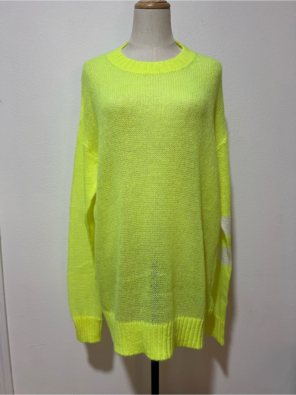 Maison Margiela Fluorescent Neon Yellow Mohair-Blend Oversized Crew Sweater.  🍋